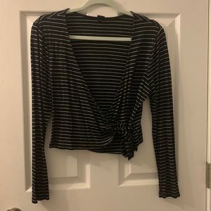 Wild Fable Black & White Stripped Crop Top